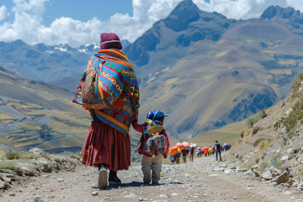 photo of mother and child in the Incan mountain in Peru representing travel adventure and the higher self