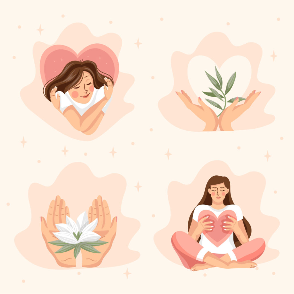 A soothing illustration depicting self-care and nurturing, emphasizing the importance of integrating conscious business practices for personal well-being