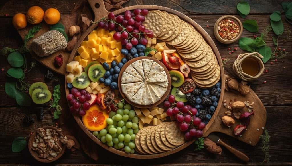 Fresh berry dessert on rustic wood table with gourmet indulgence illustrating health and nutrition