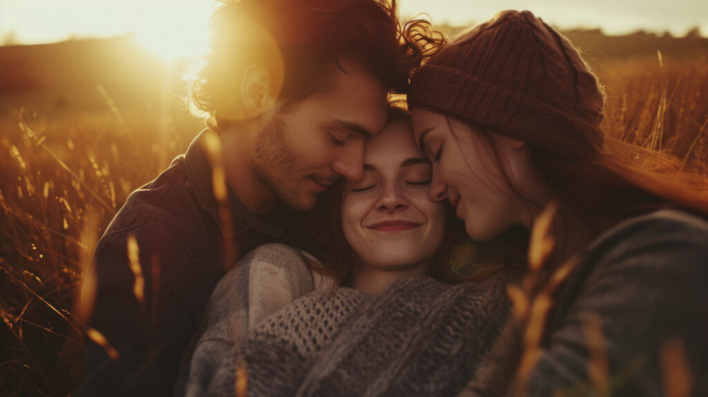 A group of close friends embracing in a field, representing the love and unity of a soul family. How many souls are in a soul family