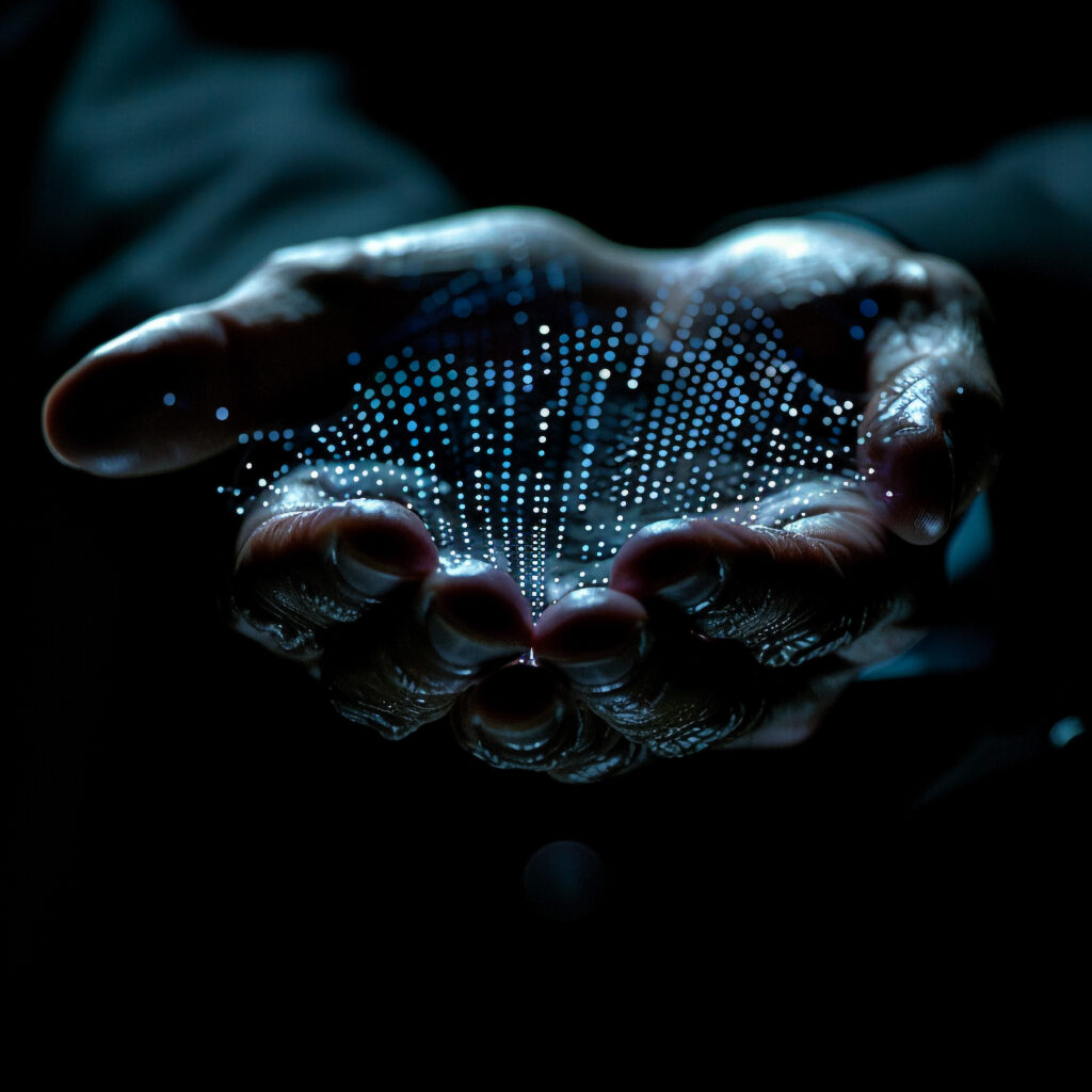 Hands holding a diamond-shaped object with sequins, symbolizing the elusive nature of external validation