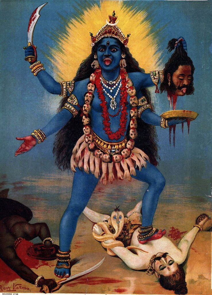 image of Kali fierce goddess illustrating the different faces of femininity and representing the masculine shield