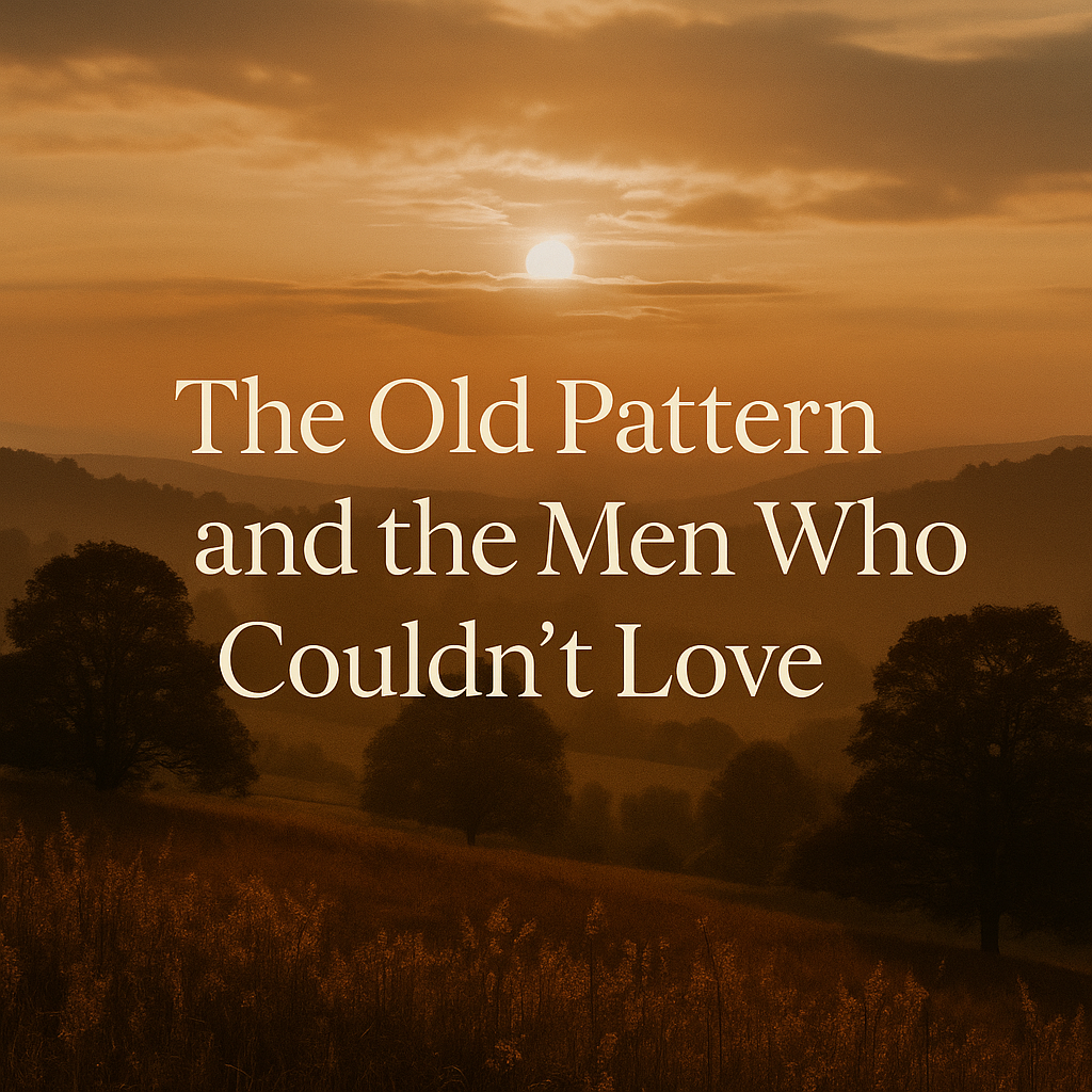 A woman walks alone through a hazy field at dusk, the solitude and warmth of the setting sun evoking the bittersweet recognition of past patterns in sacred love that failed to nourish her.