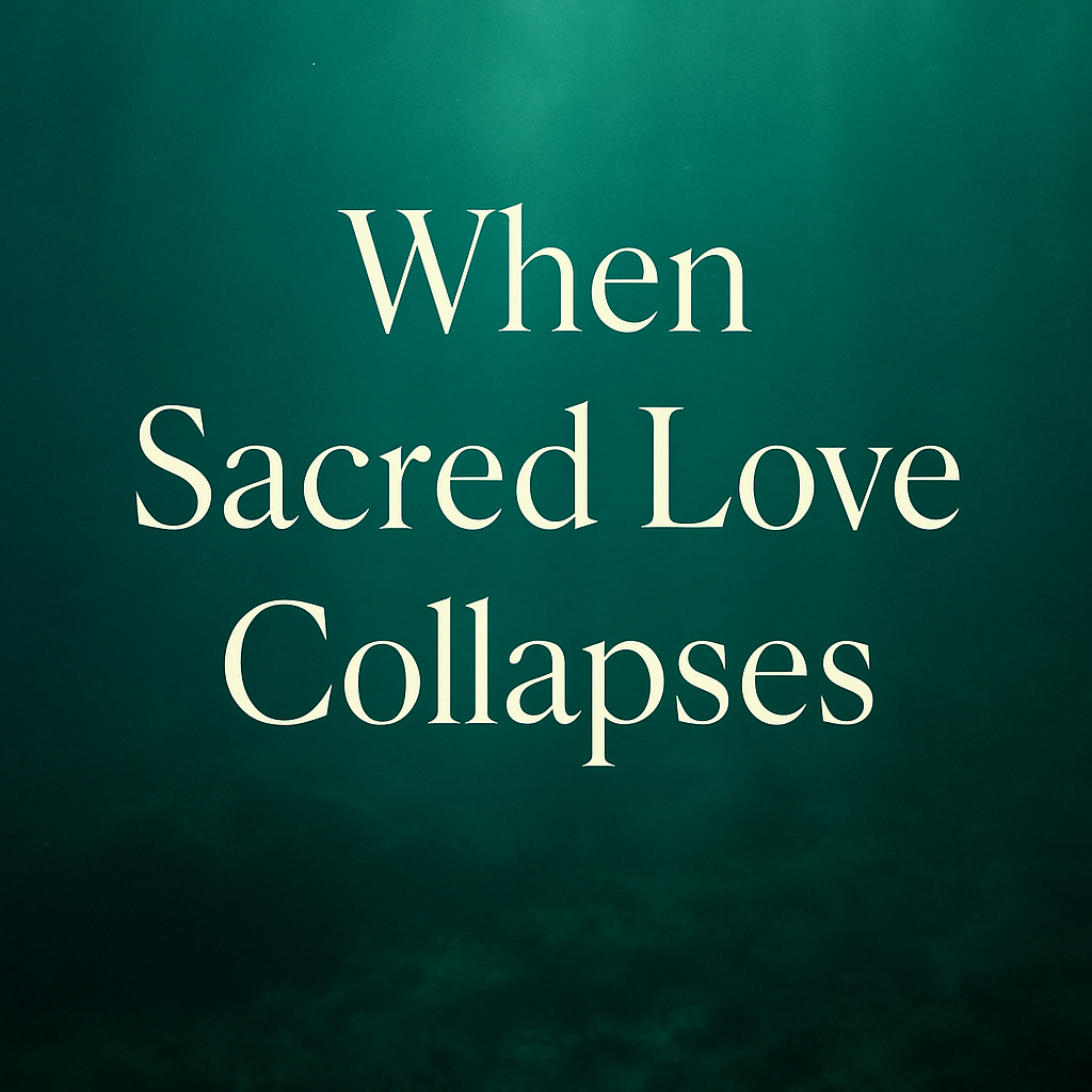 A deep teal underwater scene with softly diffused light from above evokes the emotional descent that follows when sacred love collapses—symbolizing loss, surrender, and the unseen depths of heartbreak and transformation.