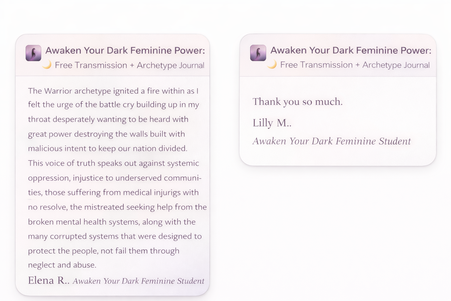 Student testimonials